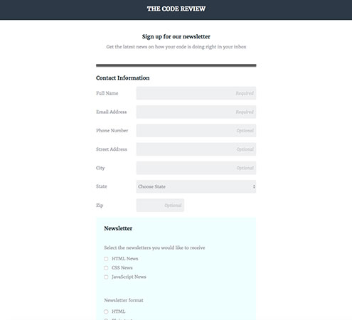 Example Registration Form